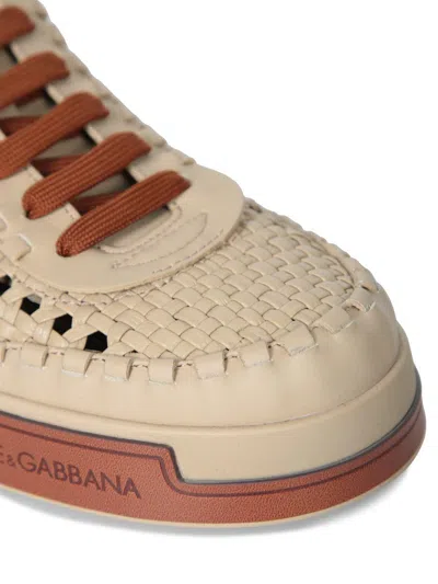 Dolce & Gabbana Cappuccino Leather Portofino Sneakers
