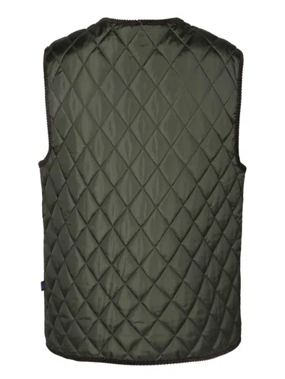 Burberry Quilted Green Gilet With Distinctive Button Closure
