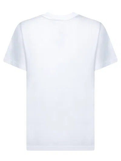 Ganni White Crewneck T-shirt With Logo Print On The Front In Cotton Woman In White