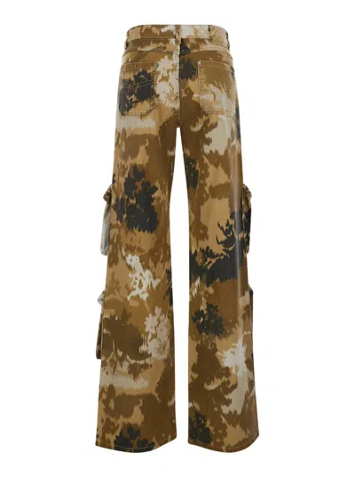 Blumarine Multicolor Cargo Pants With Camouflage Motif In Stretch Cotton Woman In Multi