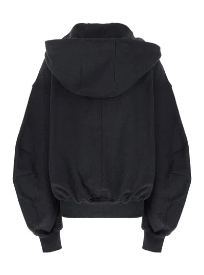 Attico Grey Sweatshirt With Hood And Logo Lettering On The Front In Cotton Woman