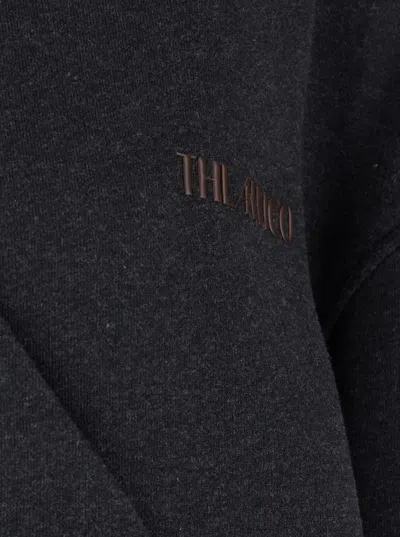 Attico Grey Sweatshirt With Hood And Logo Lettering On The Front In Cotton Woman