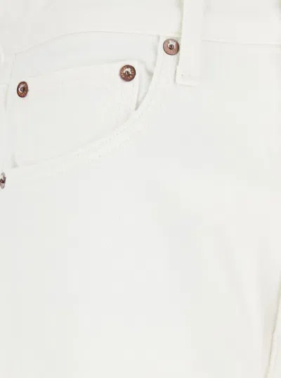 Agolde 'luna' White Jeans With Logo Patch On The Rear And Fringed Hem In Denim Woman
