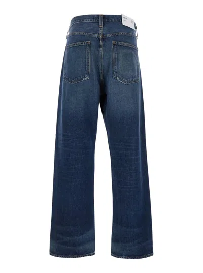 Agolde Blue Five-pocket Jeans With Lightened Effect In Regenerative Cotton Man In Blue