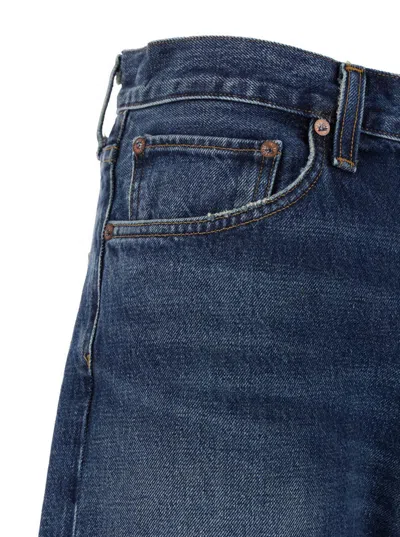 Agolde Blue Five-pocket Jeans With Lightened Effect In Regenerative Cotton Man In Blue