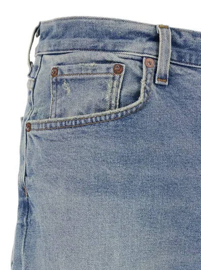 Agolde Curtise Light Blue Five-pocket Jeans With Distress Look In Cotton Man
