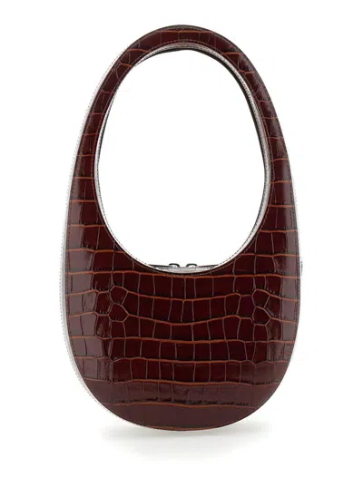 Coperni 'crocoswipe' Brown Handbag With Embossed Logo And Embossed Crocodile Effect In Leather Woman