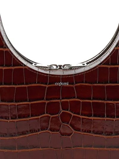 Coperni 'crocoswipe' Brown Handbag With Embossed Logo And Embossed Crocodile Effect In Leather Woman