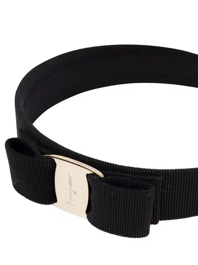 Ferragamo Black Headband With Bow Detail In Cotton Blend Woman
