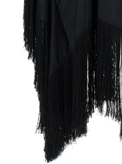 Taller Marmo Black Kaftan With V Neck And Scarf Detail In Viscose Blend Woman