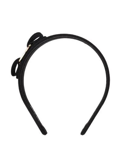 Ferragamo Black Headband With Bow Detail In Cotton Blend Woman