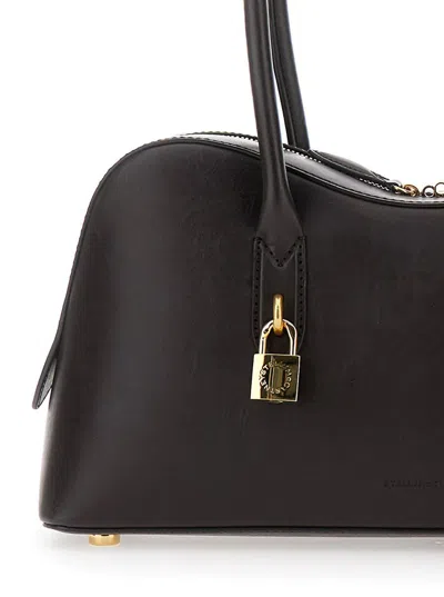 Stella Mccartney 'ryder' Dark Brown Shoulder Bag With Double Top Handle And Logo Padlock Detail In Eco-leather Woman