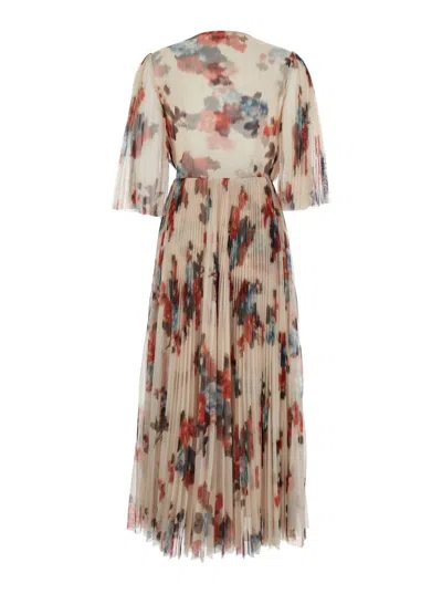Philosophy Di Lorenzo Serafini Multicolor Long Dress With All-over Floral Print In Tech Fabric Woman