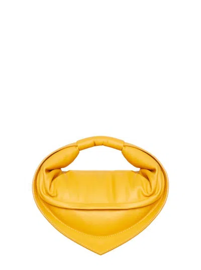 Federico Cina 'tortellino' Yellow Mini Handbag With Adjustable And Removable Shoulder Strap And Logo Lettering On 