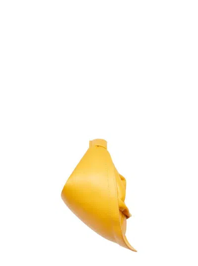 Federico Cina 'tortellino' Yellow Mini Handbag With Adjustable And Removable Shoulder Strap And Logo Lettering On 