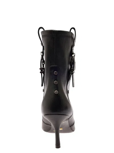 Stuart Weitzman Black Bootie With Buckle Detail And Stiletto Heel In Smooth Leather Woman