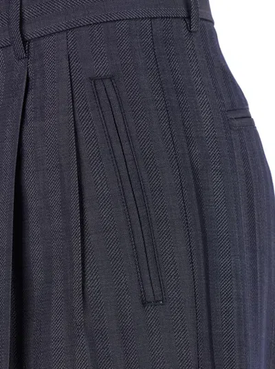 Etro Grey Wide Pants With Concealed Closure In Wool Blend Woman