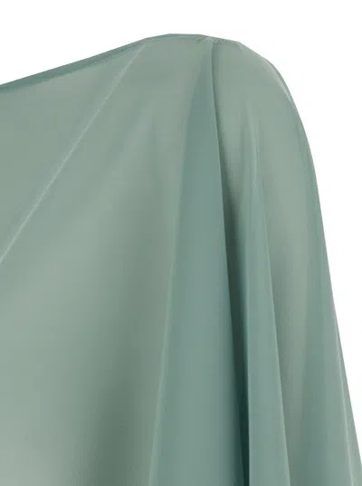 Plain Grey Stole With Boat Neckline In Sheer Fabric Woman