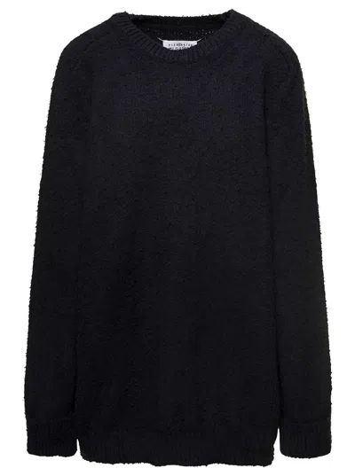 Maison Margiela Oversized Black Sweater With Ribbed Trim In Cotton Blend Woman In Black