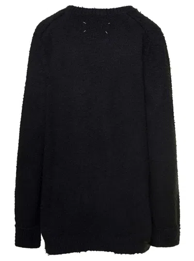 Maison Margiela Oversized Black Sweater With Ribbed Trim In Cotton Blend Woman In Black