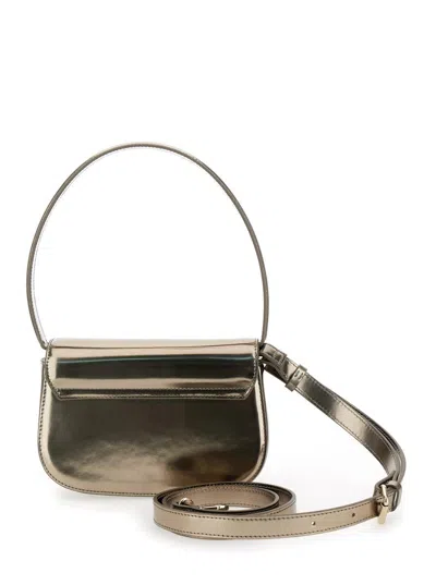 Diesel '1dr' Metallic Shoulder Bag With Logo Plate In Patent Leather Woman