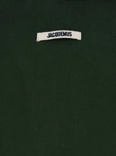 Jacquemus 'le Hoodie Gros Grain' Green Hoodie With Logo Patch On The Front In Cotton Woman