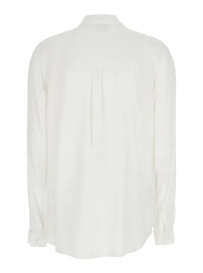 Pinko White Shirt With Classic Collar And Chest Pocket In Cotton Woman