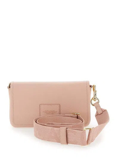 Marc Jacobs 'the Mini Bag' Pink Crossbody Bag With Logo Detail In Hammered Leather Woman