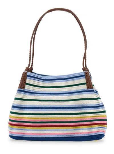 Etro 'libra' Multicolor Shoulder Bag With Maxi Logo On The Front In Fabric Woman