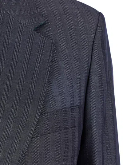 Etro Grey Oversized Double-breasted Jacket With Wide Revers In Wool Blend Woman