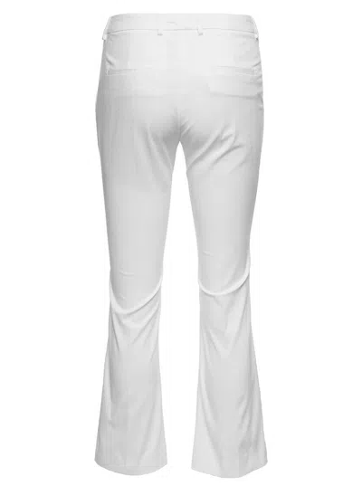 Pt Torino White Crop Flared Pants In Stretch Cotton Woman