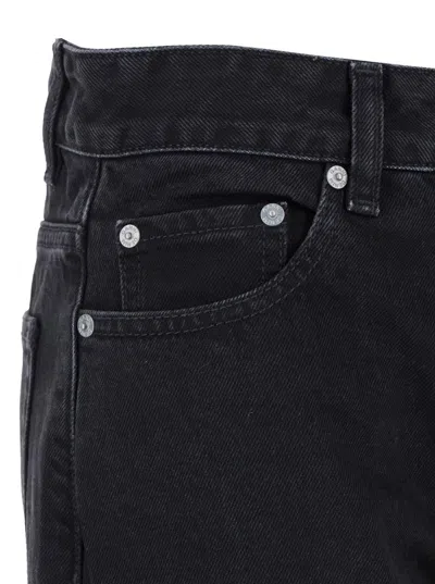 Ganni Black Pants With High Waist And Logo Patch On The Rear In Cotton Woman