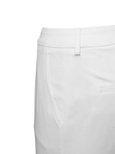 Pt Torino White Crop Flared Pants In Stretch Cotton Woman