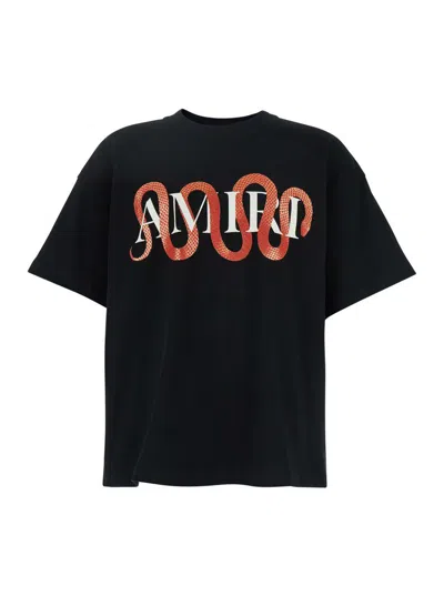 Amiri Mens Snake Oversized Short-sleeve Cotton-jersey T-shirt Black
