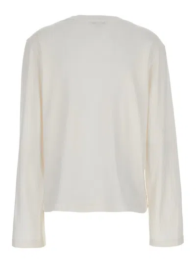 Agolde 'runa' White Crewneck T-shirt With Dropped Shoulders In Cotton Woman