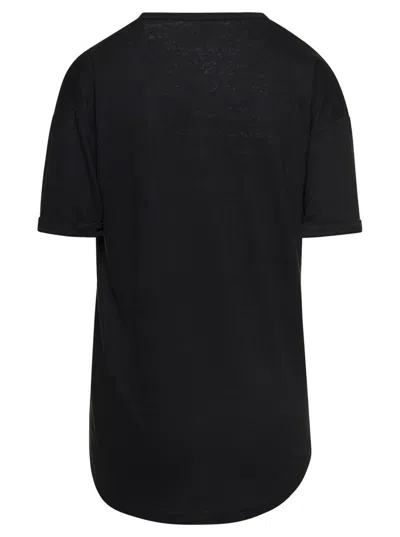 Isabel Marant Étoile 'koldi' Black Crewneck T-shirt With Contrasting Logo In Linen Woman  In Black