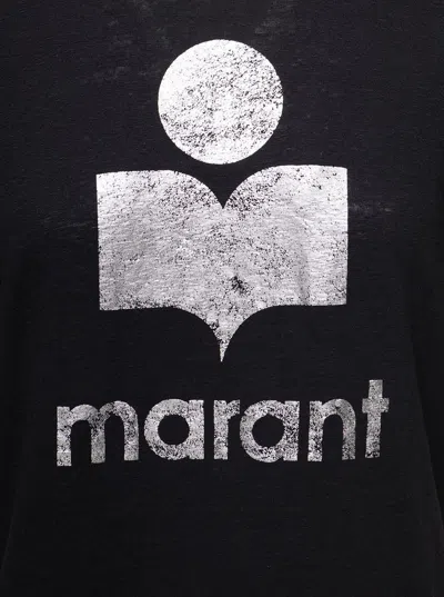 Isabel Marant Étoile 'koldi' Black Crewneck T-shirt With Contrasting Logo In Linen Woman  In Black