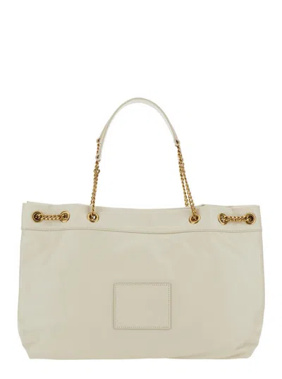 Marc Jacobs 'the Sack Bag' White Shoulder Bag With Logo Embossed On The Front In Leather Woman