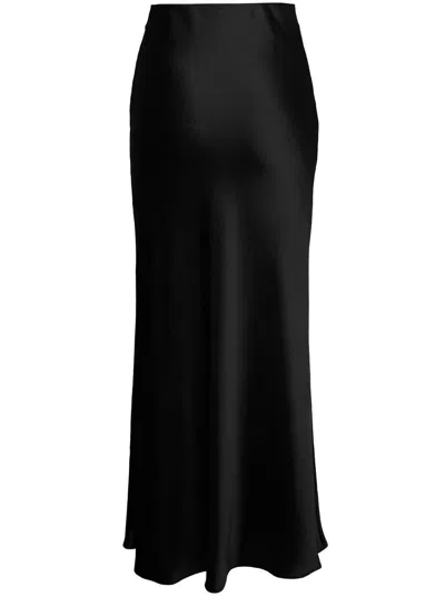 Plain Black 'midi' Skirt With Volant Detail At The End In Satin Woman