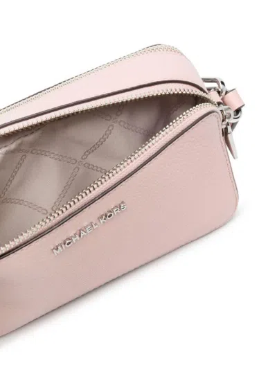 Michael Kors Pink Pouch With Chain And Logo Detail In Hammered Leather Woman
