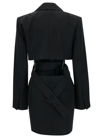 Jacquemus 'la Robe Bari' Black Single-breasted Jacket With Cut-out In Wool Woman