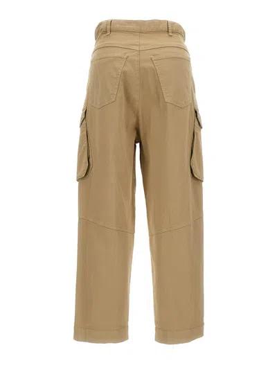 Semicouture Sand-colored Cargo Pants In Cotton Blend Woman In Brown