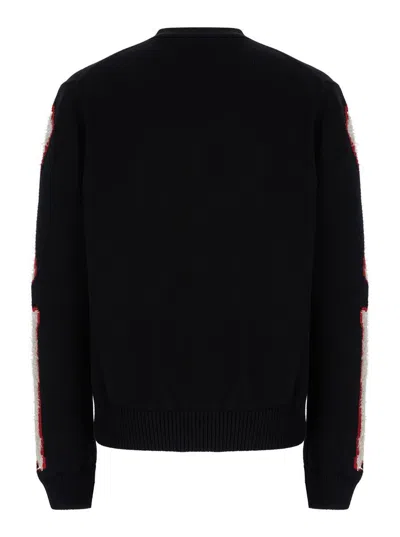 Amiri Black Cardigan With Bones Motif And Logo In Cotton Man In Black