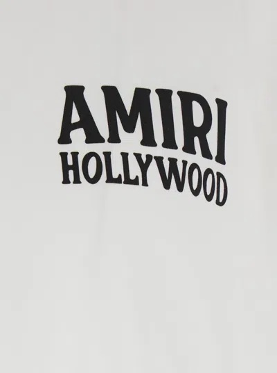 Amiri Jazz Wolf White Crewneck T-shirt With Logo Lettering On The Front And Maxi Print On The Rear In Cott