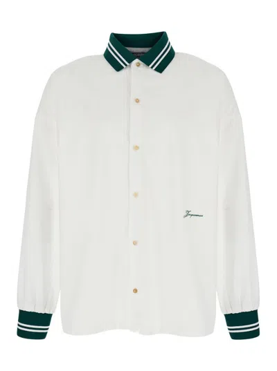 Jacquemus 'la Chemise Baseball' White Shirt With Embroidered Logo On The Front In Cotton Man