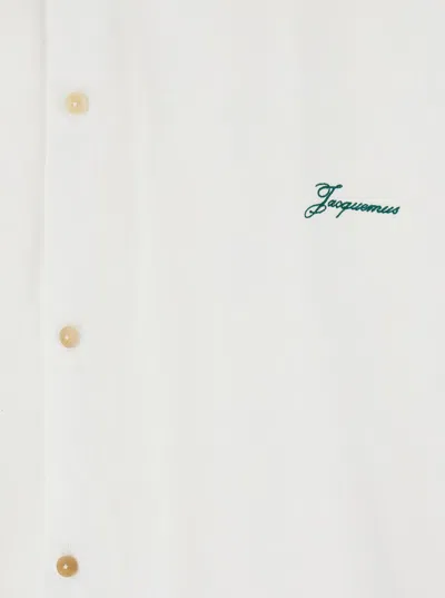 Jacquemus 'la Chemise Baseball' White Shirt With Embroidered Logo On The Front In Cotton Man