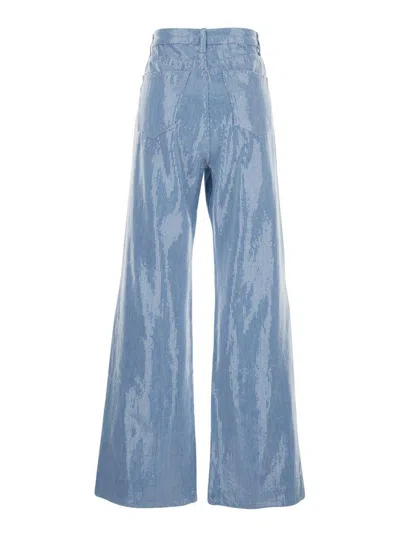 Federica Tosi Light Blue Five-pocket Jeans With All-over Sequins In Fabric Woman