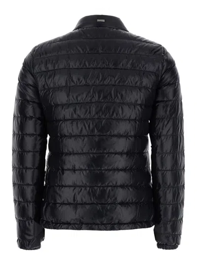 Herno Black Quilted Down Jacket With Raised Collar And Front Pockets In Tech Fabric Woman In Black