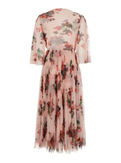 Philosophy Di Lorenzo Serafini Multicolor Long Dress With All-over Floral Print In Tech Fabric Woman