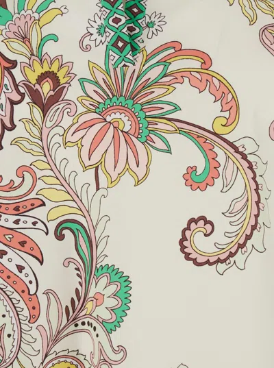 Etro Multicolor Blouse With V-neck And All-over Floral Print In Cotton Woman